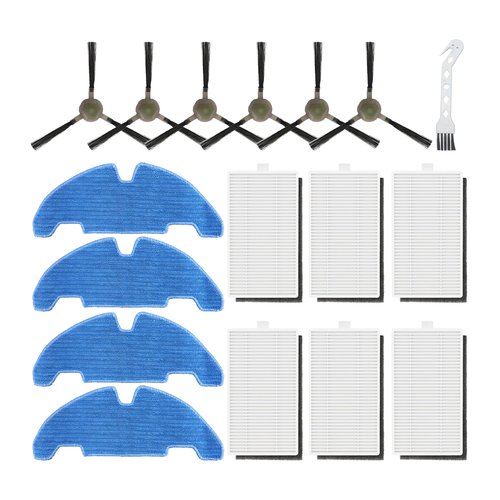Odashen 17 Pack Replacement Accessories Kit for Lefant M330 Pro Vacuum Cleaner, 6 Side Brush, 6 HEPA Filter, 4 Mop Pads, 1 Cleaning Brush