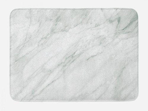 Ambesonne Marble Print Bath Mat, Stained Marbled Background Image Abstract Textures Monochromatic Design, Plush Bathroom Decor Mat with Non Slip Backing, 30.2" x 20", White Pale Grey