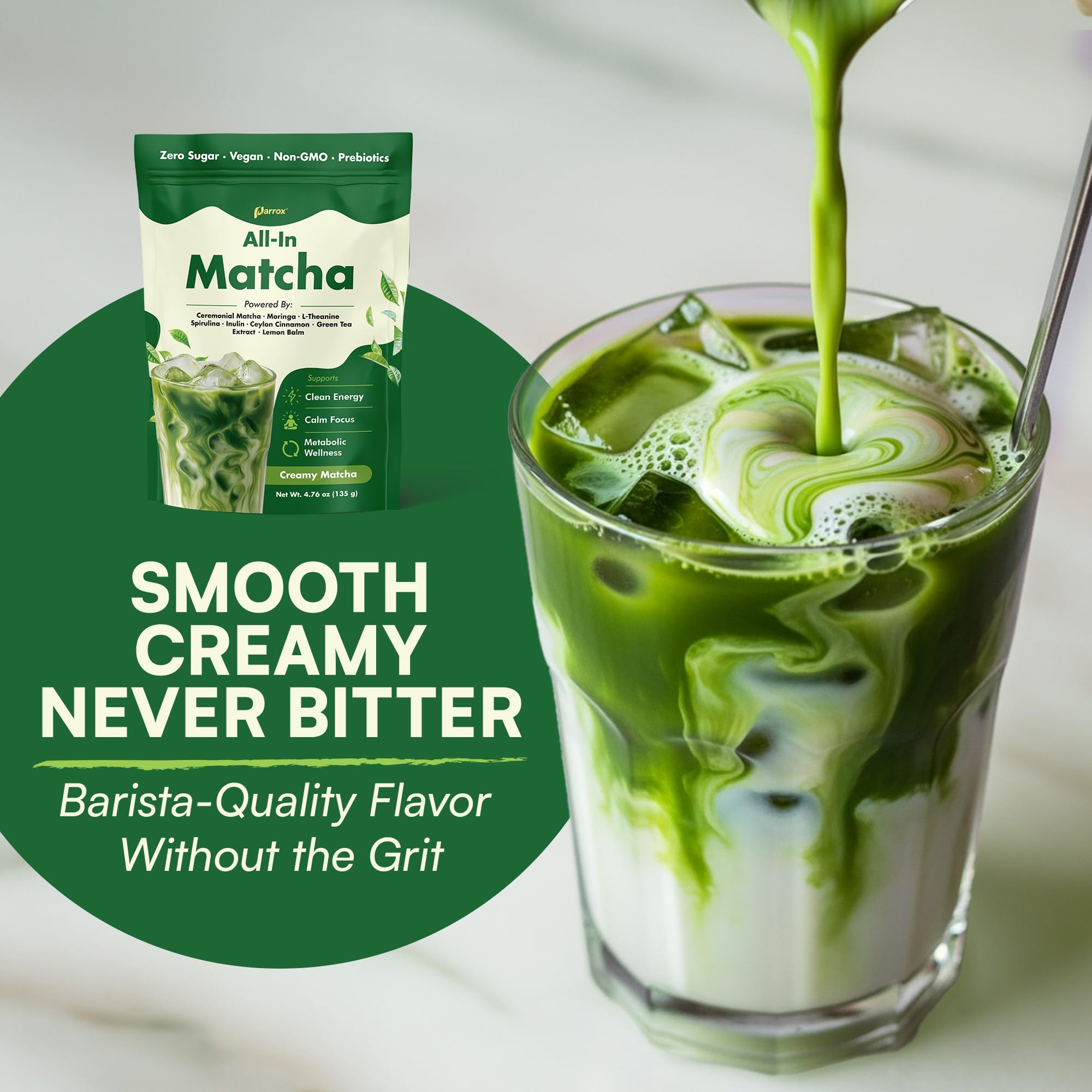 Ceremonial Grade Matcha Powder Infused with Moringa, Green Tea Extract, L-Theanine, Inulin, Spirulina, Ceylon Cinnamon, and Lemon Balm – 100% First Harvest Japanese Tea (30 Servings)