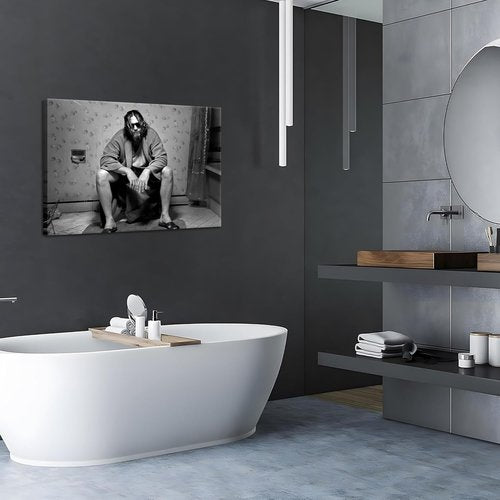 Funny Bathroom Wall Decor | 90s Movie Posters Black & White Art - Humorous Toilet Signs 16x24 in