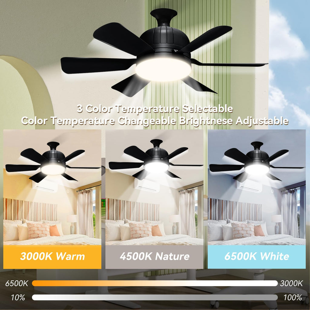 Socket Fan Light with Remote Control - socket ceiling fan 18-in ceiling fans with lights and remote Ideal for Bedroom Kitchen Dining Room and Living Room balcony Garage restaurant shop indoor.(black)