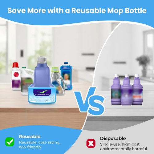 Ndoge Replacement Bottle for Swiffer® Wet Jet™ Mop, Refillable, 500 ML Leak-Proof HDPE Refillable Bottle, 17 FL OZ Solution Bottles with 14 Sealing Pads and 1 Folding Funnel