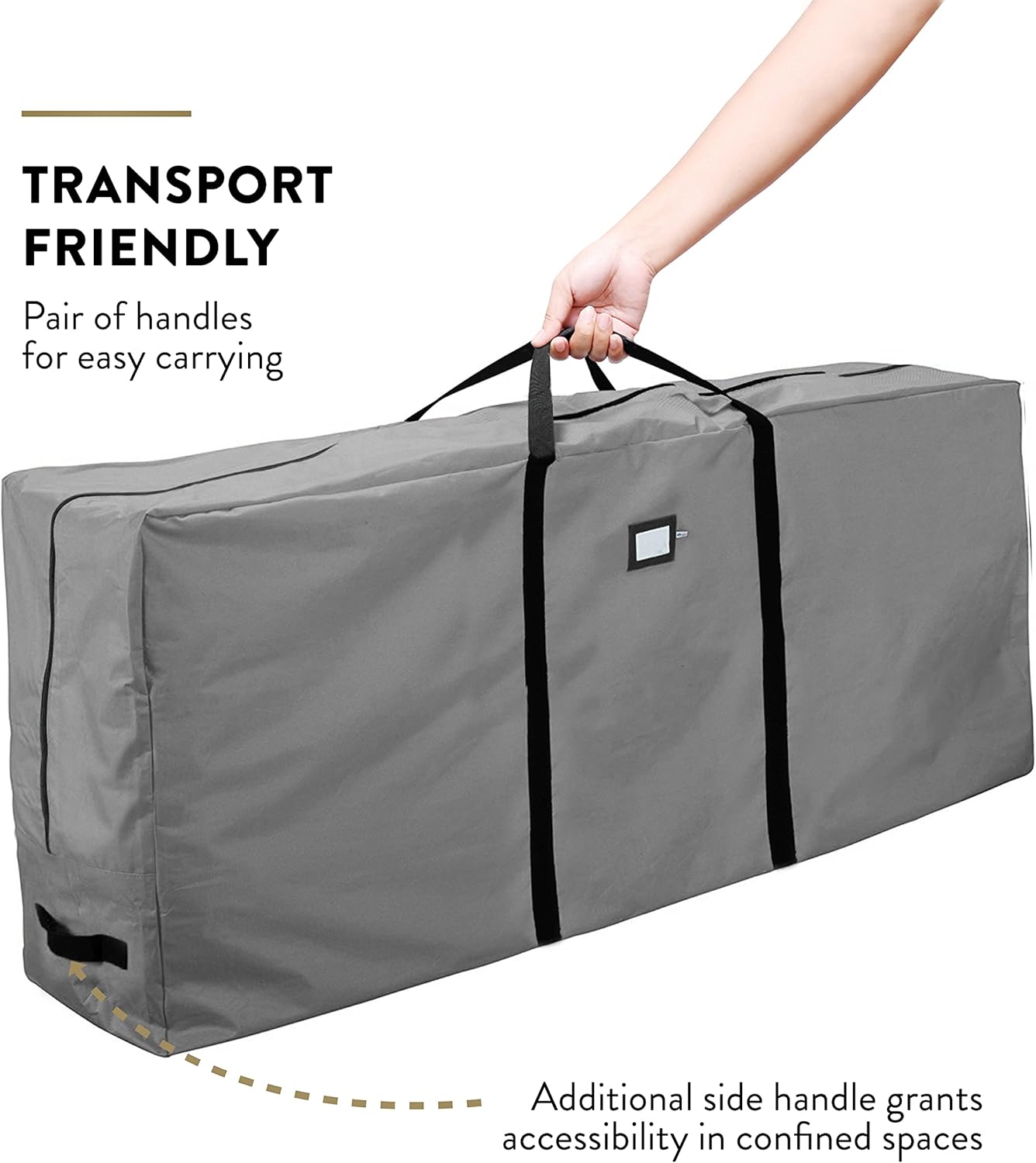 ZOBER Christmas Tree Storage Bag | 600D Oxford Fabric - Waterproof & Tear-Proof for 7.5 Ft Trees - Gray