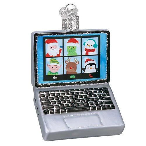 Old World Christmas Virtual Friends Glass Blown Ornament for Christmas Tree, Handcrafted Holiday Decoration, Tech Collection