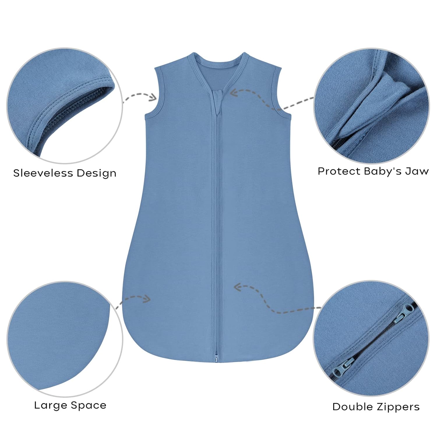 Yoofoss Baby Sleep Sack | 100% Organic Cotton Wearable Blanket for 12-18 Months | 2-Way Zipper, 0.5 TOG, 3 Pack