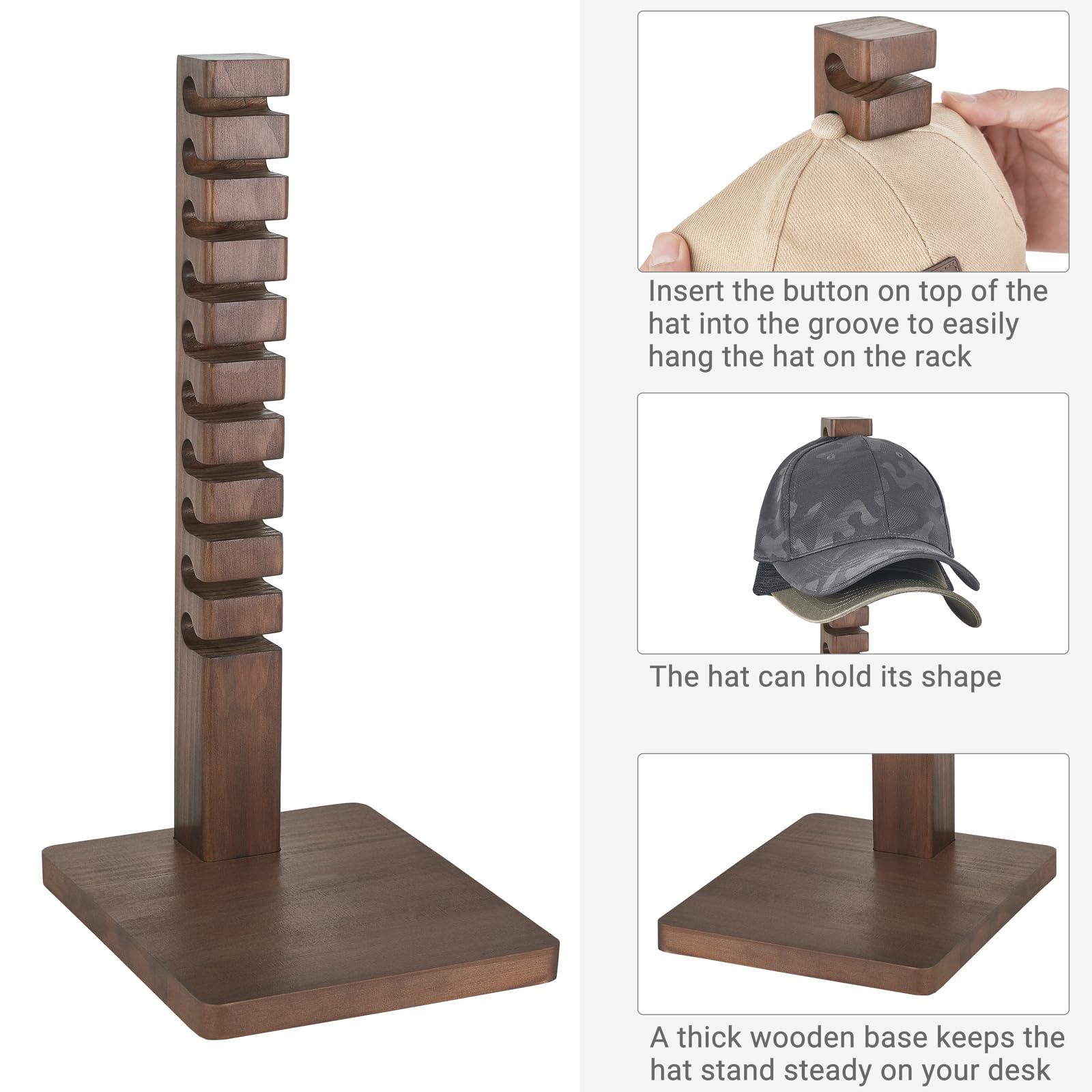 Mkono Hat Organizer for Baseball Caps, Hat Rack Hold Up to 10 Hats Baseball Caps Tabletop Hat Holder Storage Display for Closet, Dresser, Entrance, Shelf