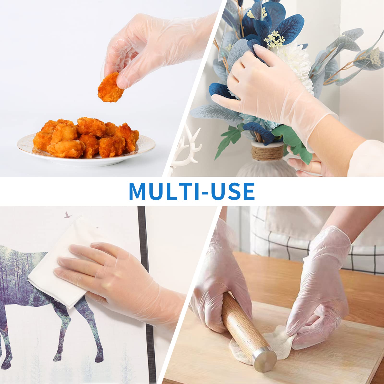 EDI Disposable Vinyl Gloves - Clear, Powder-Free, Latex-Free, Ambidextrous, Large/Extra Large, 100 Count