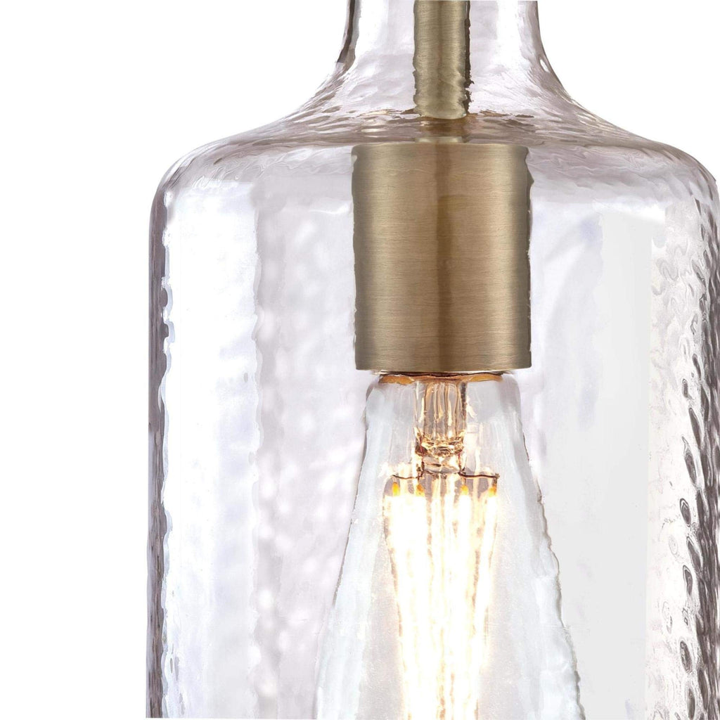 Westinghouse 6371400, Antique Brass Finish with Clear Textured Glass Carmen One-Light Indoor Mini Pendant, 120 Volts