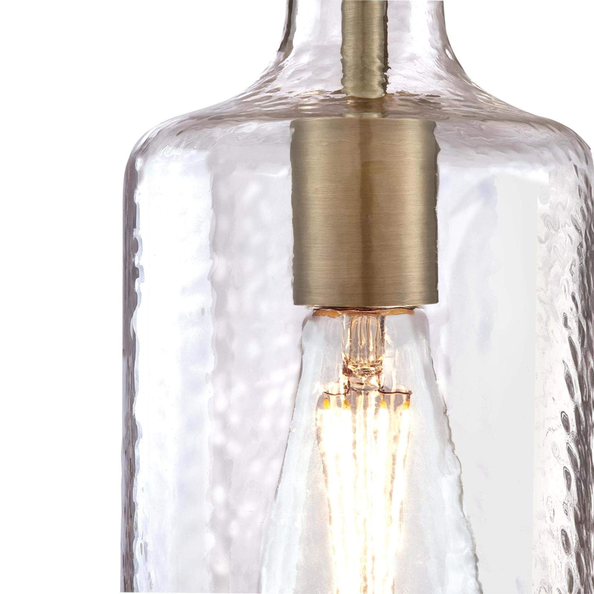 Westinghouse 6371400, Antique Brass Finish with Clear Textured Glass Carmen One-Light Indoor Mini Pendant, 120 Volts