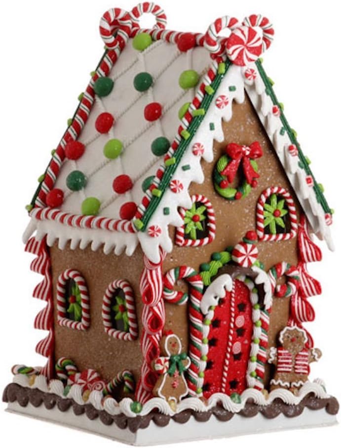 RAZ Imports - Multicolored Gingerbread House Decor - 13.5 Inches for Festive Holiday Cheer