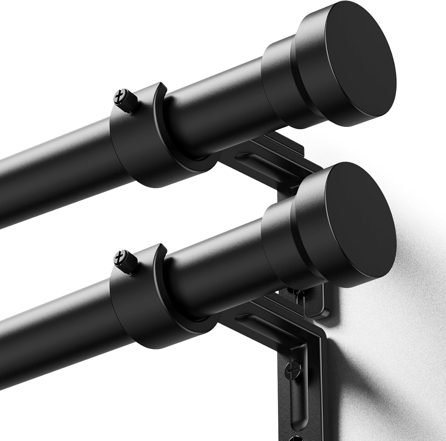 YaFex Heavy Duty Curtain Rods - Adjustable 32-144 Inch | Modern Black Design, Easy Installation