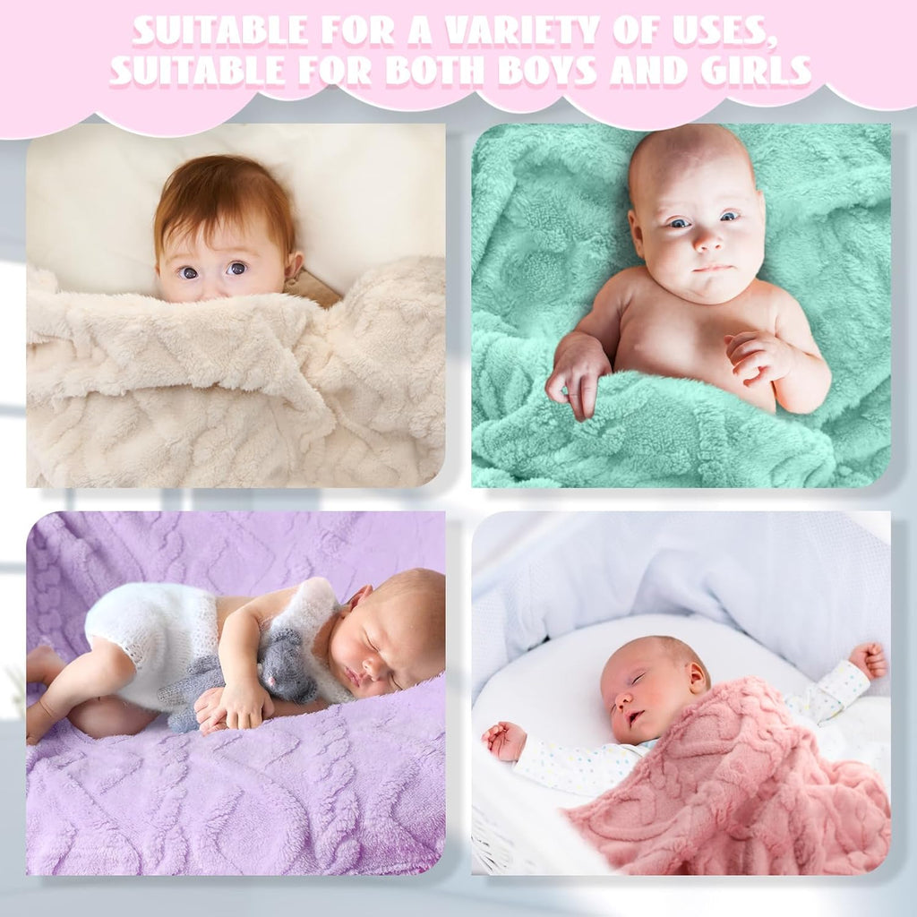 VitalCozy 4 Pcs Fleece Baby Blankets - Soft Plush Warm Receiving Blankets 30" x 40" for Infants & Toddlers