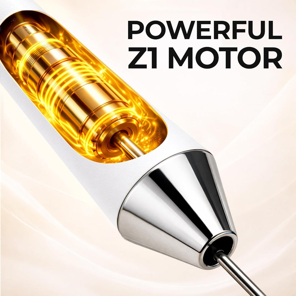 Zulay Kitchen Rechargeable Milk Frother - Handheld Electric Mixer with 3 Whisk Attachments | USB-C Charging, Lasts 6 Months