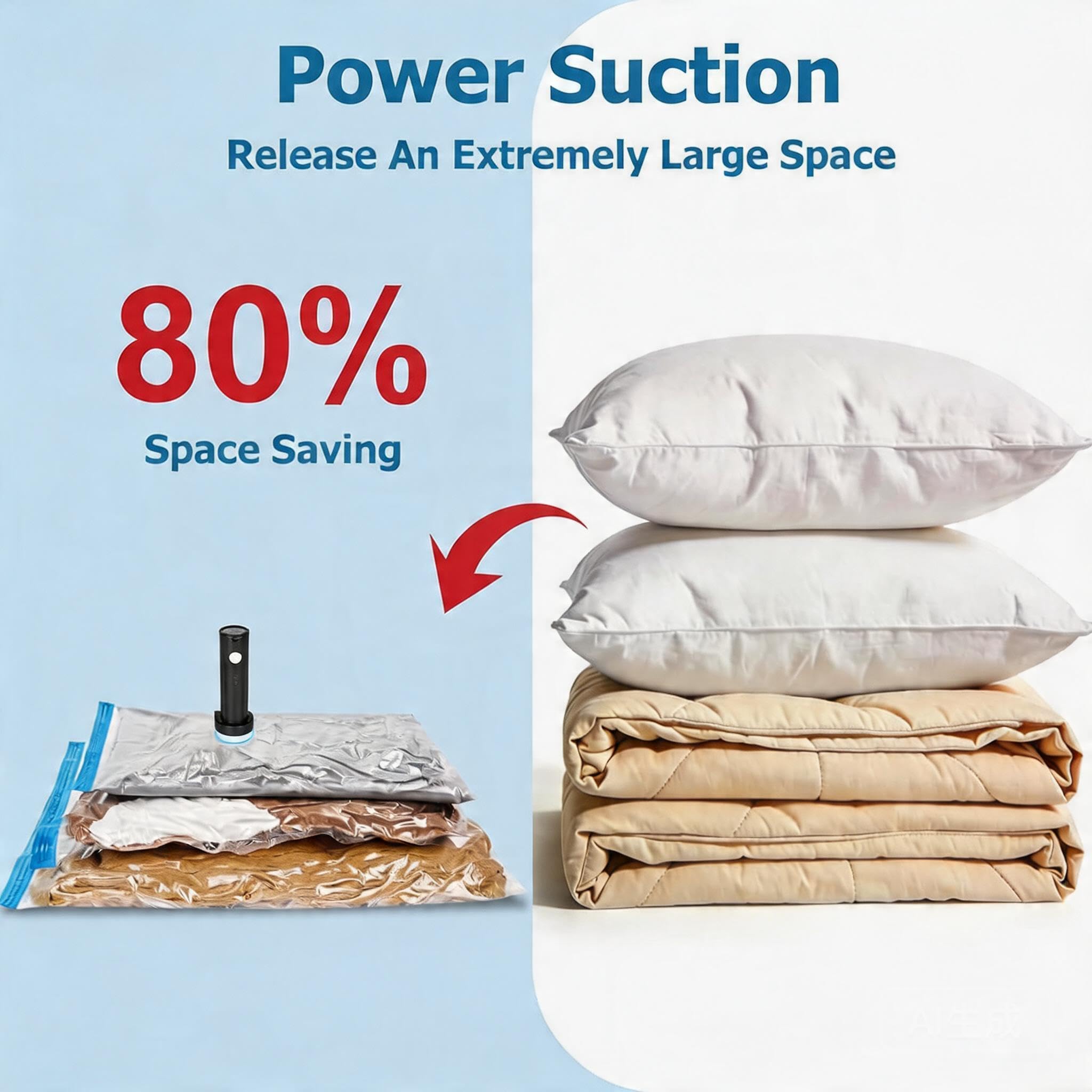Vacuum Seal Bags for Clothing Travel with Rechargeable Air Pump, 12 Pack of 4 Carry-on Size Space Saver Vacuum Storage Bags, Compression Packing Bags for Luggage Suitcase for Closet Organization