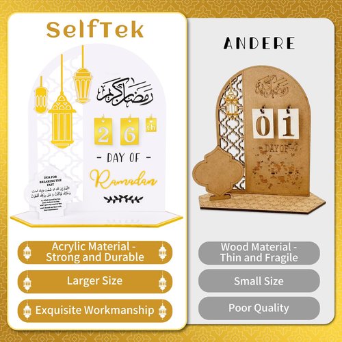 SelfTek Ramadan Advent Calendar 2026, DIY Countdown Calendars Decorations for Home, 30 Days Til Eid, Ramadan G-ift,Eid Decor(Acrylic)