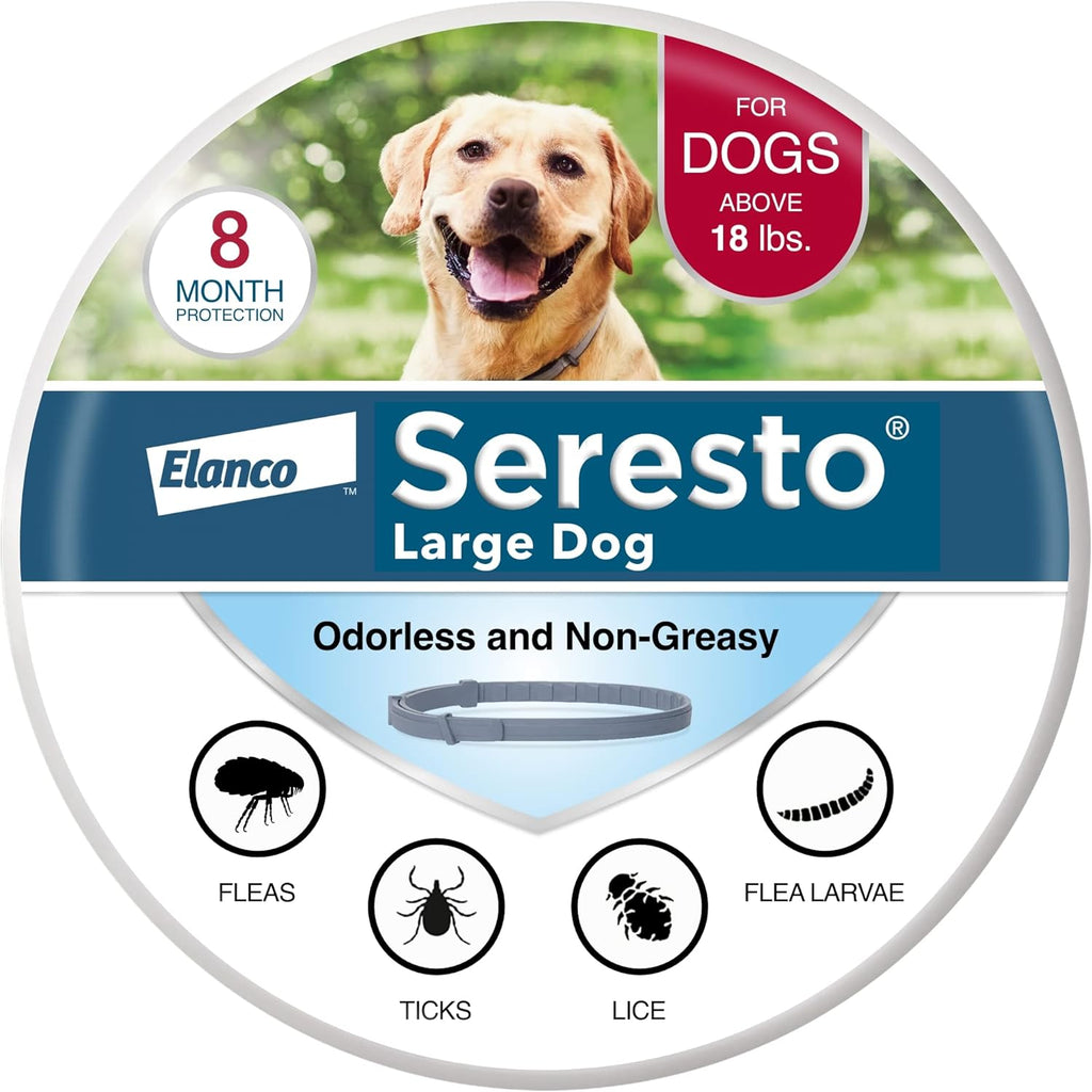Seresto Flea & Tick Collar for Dogs Over 18 lbs - Vet-Recommended Treatment & 8 Month Protection