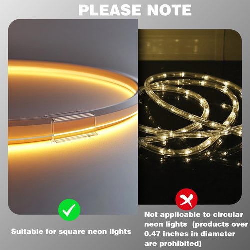Govee Neon Rope Light Clips - 24 Pcs Clear Waterproof LED Strip Brackets | Adhesive Wall Mount Holders