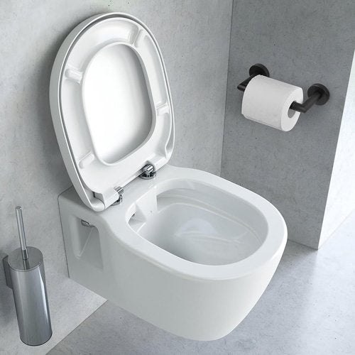 JunSun Matte Black Toilet Paper Holder - Modern Wall-Mounted Design for Large Mega Rolls