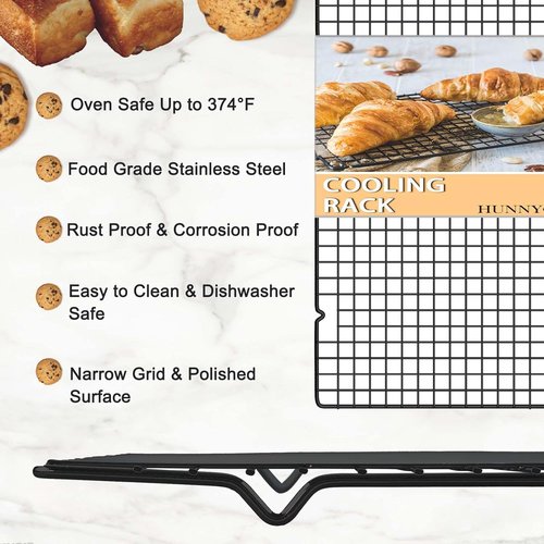 Hunnycook Cooling Rack - 15.8”×9.8” Stainless Steel Baking Rack | Oven Safe, Versatile for Cooking & Baking