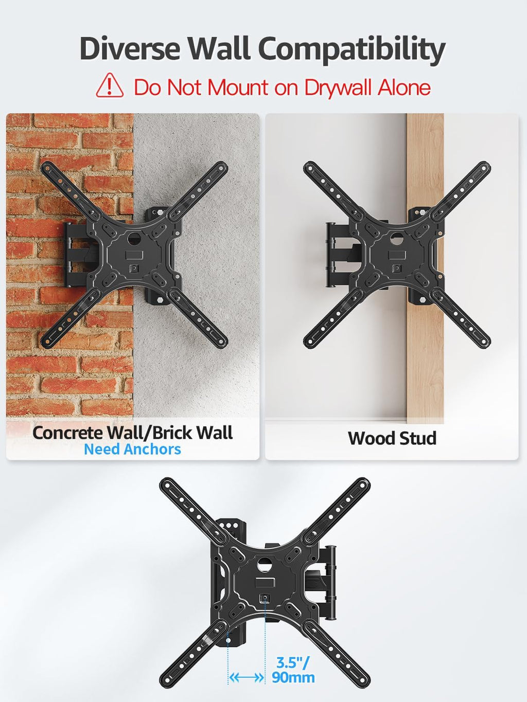 MOUNTUP Full Motion TV Wall Mount - Fits 26-60 Inch TVs | Swivel & Tilt for LED/LCD Up to 77 LBS