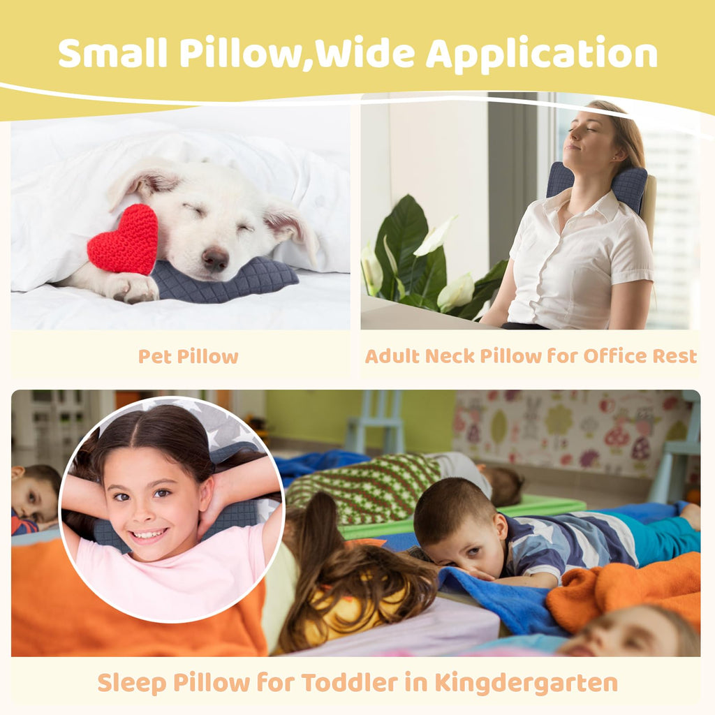vocheer 11x7in Mini Travel Pillow, Small Pillows for Sleeping, Tiny Pillows for Neck, Wrist, Lumbar and Knee, Pets Pillow, Cotton, Cover Removable, Machine Washable (Navy Blue-1PC)