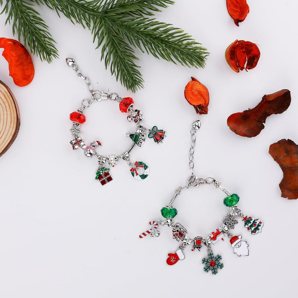 PEUTIER 24pcs Christmas Advent Calendar Bracelet Set - DIY Charm Bracelets with 22 Beads for Holiday Countdown