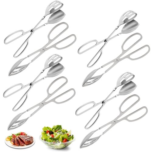 8 Pack Food Serving Salad Tongs, Stainless Steel Salad Tongs with Scissor Handles, Thickening Scissor Tongs for Cooking, Baking, BBQ, Restaurants and Home Kitchen