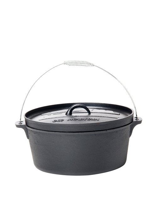 Old Mountain 10177 Pre Seasoned 8-Quart Dutch Oven with Flanged Lid, No Feet, black