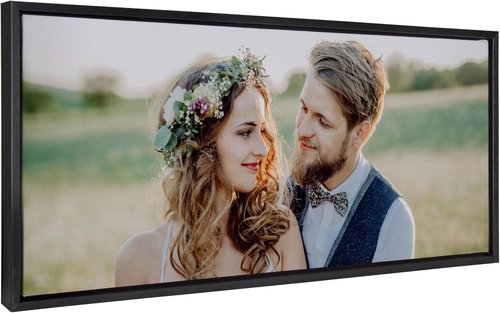 Kate and Laurel Custom Printed Canvas Wall Art - 40x18 Black Sylvie Personal Print for Bedroom or Living Room Decor | Hand Framed in the USA