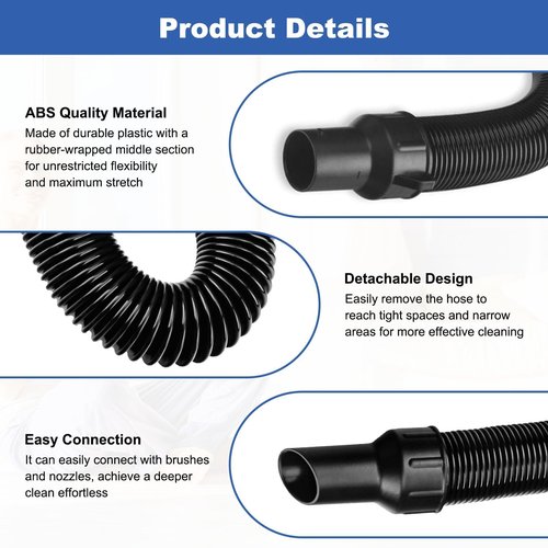 BGSIME 7PCS Vacuum Attachments Kit with 5140128-68 Replacement Vacuum Hose for DeWalt DCV580, DCV580H, DCV581H Wet/Dry Vacuum, Including Horsehair Brushes & Hose Adapter