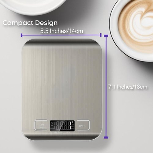 Digital Kitchen Scale by [Brand Name] - Precision Food Scale for Cooking & Baking | Stainless Steel, LCD Display, Compact Design