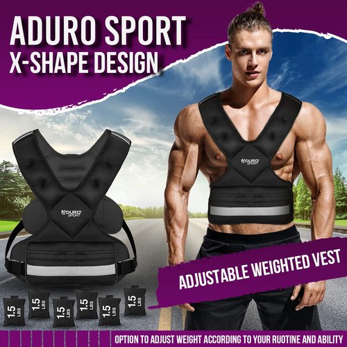 "Aduro Sport Adjustable Weighted Vest Workout Equipment, 11lbs-20lbs Body Weight Vest for Men, Women, Kids"