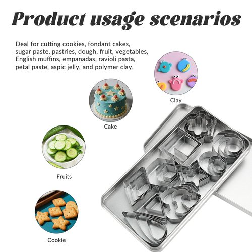 30 Pcs Mini Cookie Cutters Set with Box, Stainless Steel Tiny Cookie Cutters for Biscuit Molds