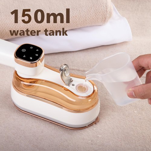 Portable Steamer Iron for Clothes, 1200W Handheld Mini Travel Steamer with 4 Modes, 150ml Powerful Clothes Wrinkle Remover with LCD Display, A Small Iron Suitable for Home, Dorm & Travel (Beige)