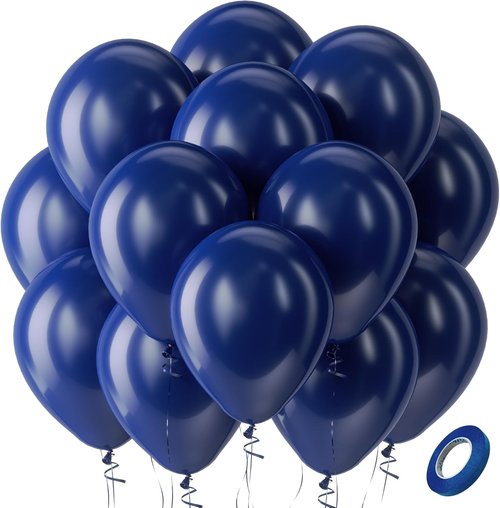Bezente Navy Blue Latex Balloons - 100 Pack of 12-Inch Round Helium Balloons for Weddings, Graduations & Parties