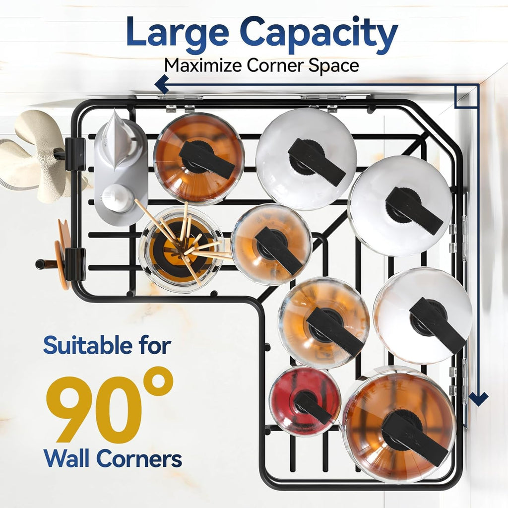 YASONIC Corner Shower Caddy - 5-Pack Adhesive Rustproof Stainless Steel Organizer | No-Drill Shelf, Black