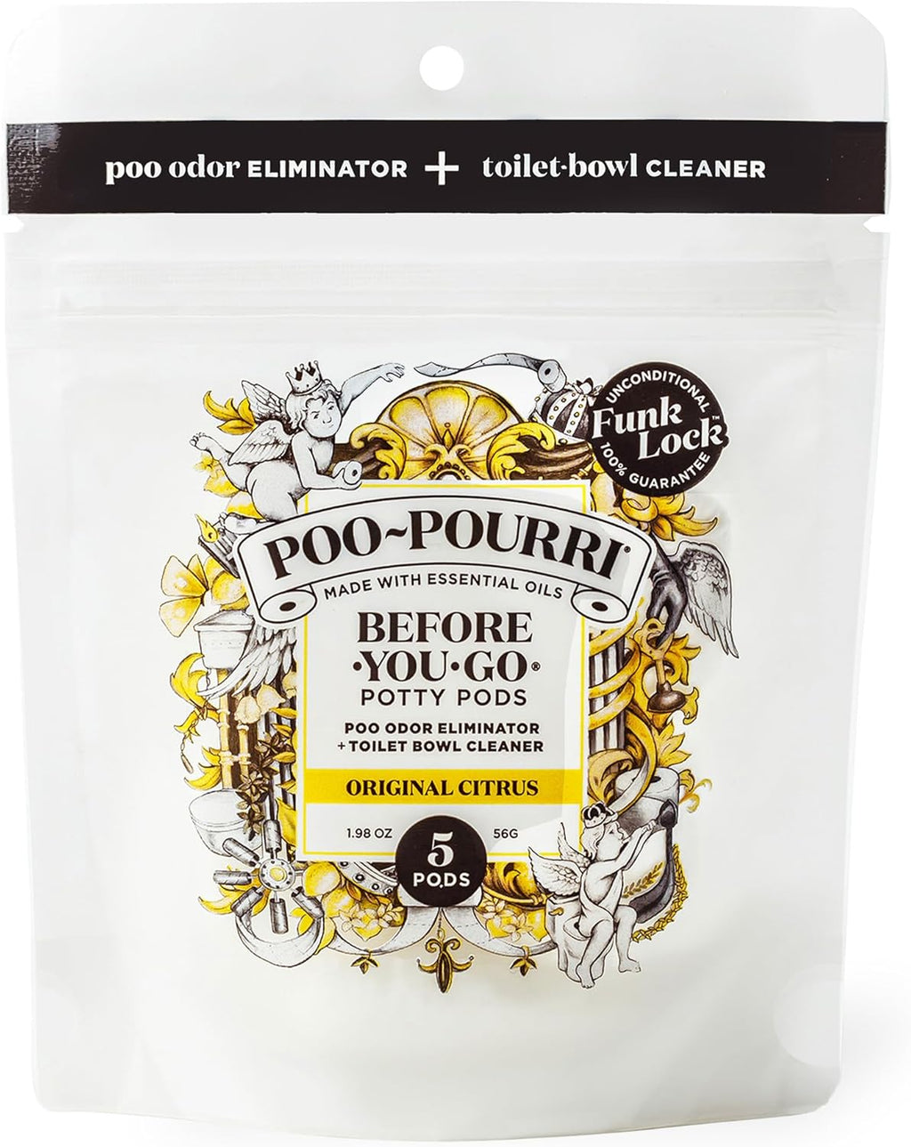 Poo-Pourri Before-You-Go Toilet Potty Pods - Original Citrus Scent, 5 Ct | Bathroom Odor Deodorizer & Cleaner