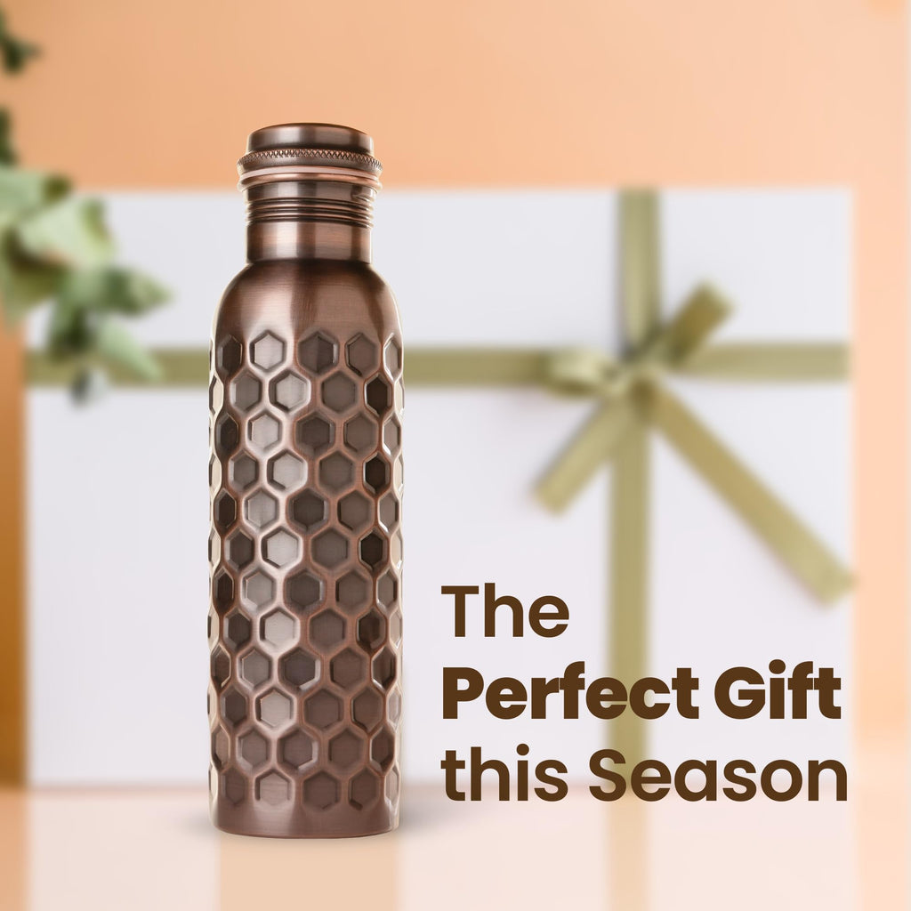 Otiem 100% Copper Water Bottle for Drinking Water, 34 Oz Antique Black – Stay Hydrated and Enjoy Ayurvedic Benefits – Leak-Proof, Temperature Retention, Eco-Friendly Design – Durable Copper Bottle