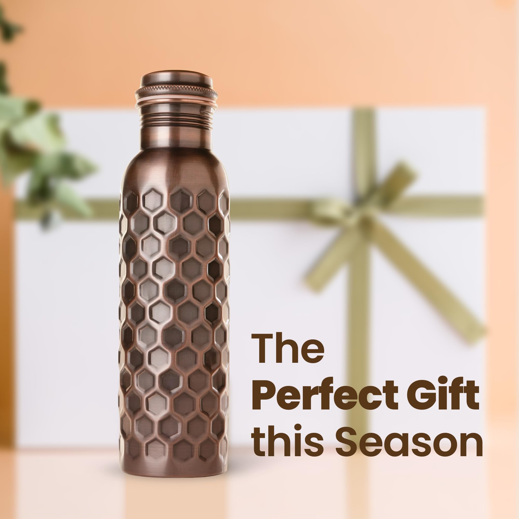Otiem 100% Copper Water Bottle for Drinking Water, 34 Oz Antique Black – Stay Hydrated and Enjoy Ayurvedic Benefits – Leak-Proof, Temperature Retention, Eco-Friendly Design – Durable Copper Bottle
