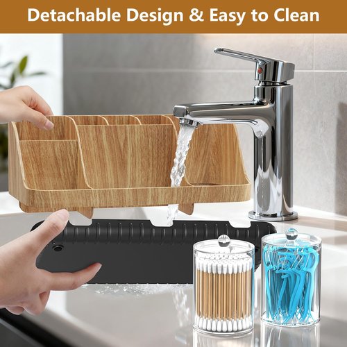 GFWARE Bathroom Toothbrush Holder Set - 2 Pack Qtip Dispenser with Drainage | 7 Slots for Kids' Bathroom