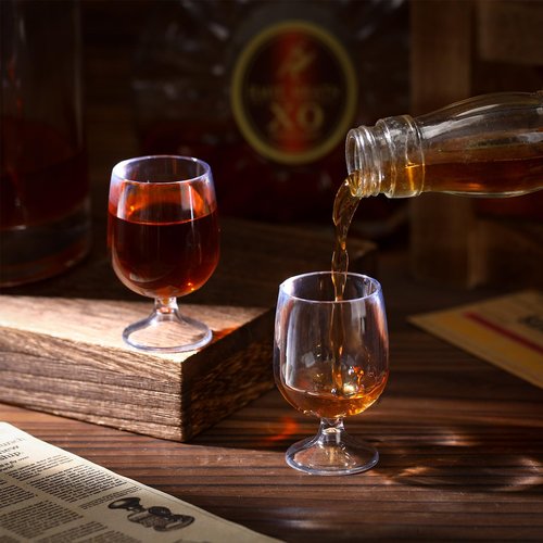 Roshtia 24 Pcs Mini Shot Glasses 1.75 oz Small Brandy Snifters Clear Reusable Plastic Cute Cognac Glasses Port Glasses Cup for Tasting Whiskey Brandy Wine Beer Drinking