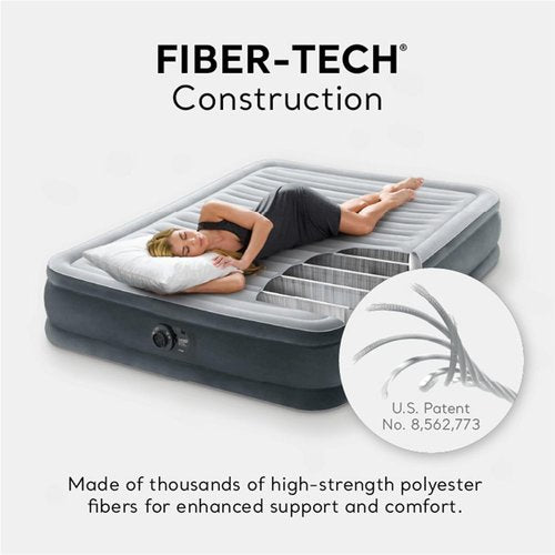 Intex Mid-Rise Air Mattress - Built-in Pump & Dura-Beam Deluxe Comfort, Full Size | Portable Luxury Travel Bed for Adults