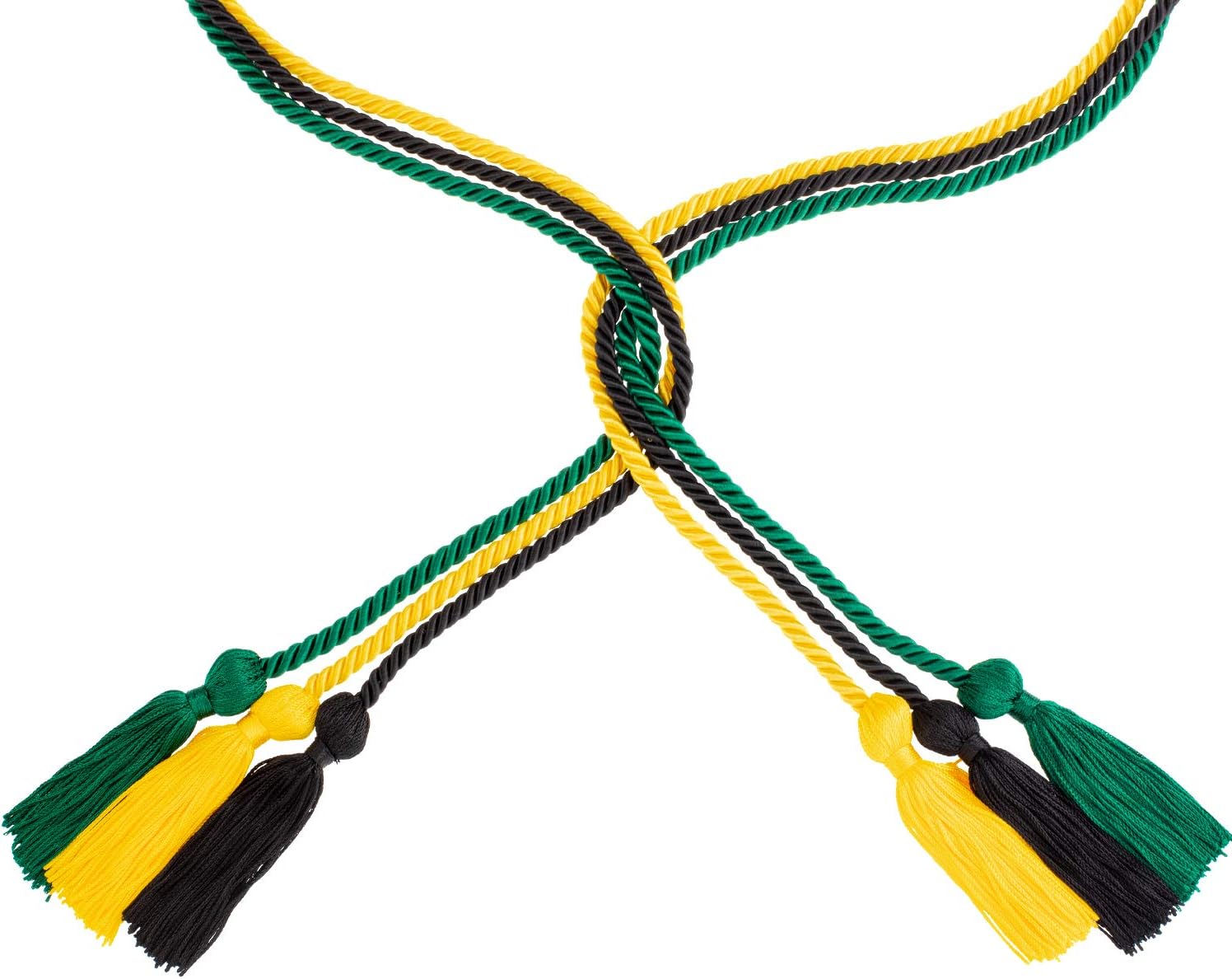 Whaline Graduation Honor Cords - 3Pcs Rayon Braided Tassels for Graduates | Black, Gold, Green