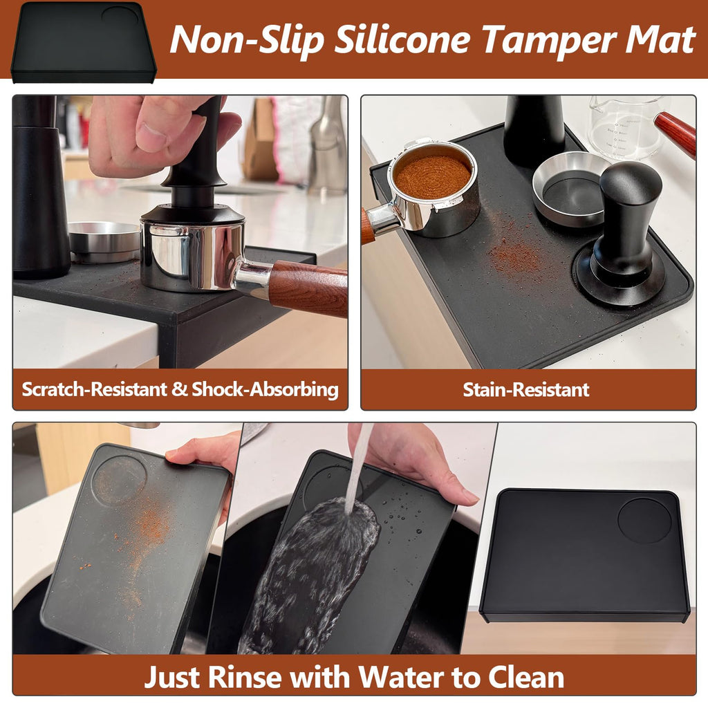 7 Pcs 51mm Espresso Accessories Kit, Spring Loaded Calibrated Tamper, WDT Tool, Coffee Measuring & Espresso Cup and Tamper Mat, Puck Screenr & Dosing Funnel, 51mm Espresso Machine Accessories