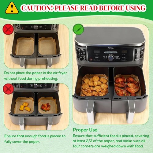 BYKITCHEN Air Fryer Liners - 300PCS Disposable Parchment Paper for Ninja Dual Airfryer & More