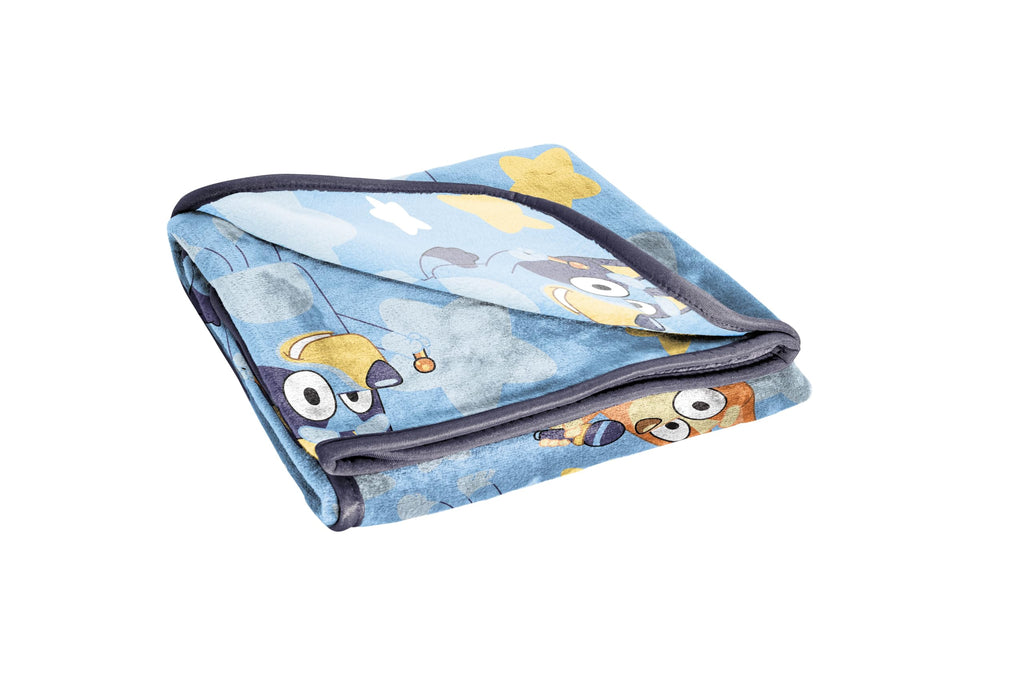 Jay Franco Kids Plush Throw Blanket – Soft & Cozy Fleece Throw for Bedroom & Couch Décor, Official Licensed Product, Blue - Bluey, 40x50 - Travel Blanket