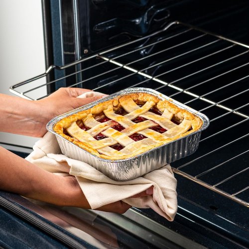 GUSTO 25 Sets 8-Inch Square Foil Pans - Disposable Aluminum Containers with Lids for Baking & Storing