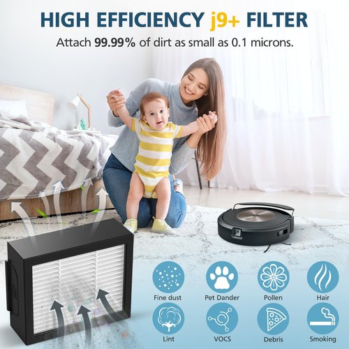 Combo 10 Max/ j9+/ j7+ HEPA Filters ONLY Compatible With i-Robot Roomba Combo 10 Max, Combo j9+, Combo j7+ Robot Vacuum (𝗡𝗼𝘁 𝗙𝗶𝘁 𝗳𝗼𝗿𝗥𝗼𝗼𝗺𝗯𝗮 j7/ j7+/ j9/ j9+)