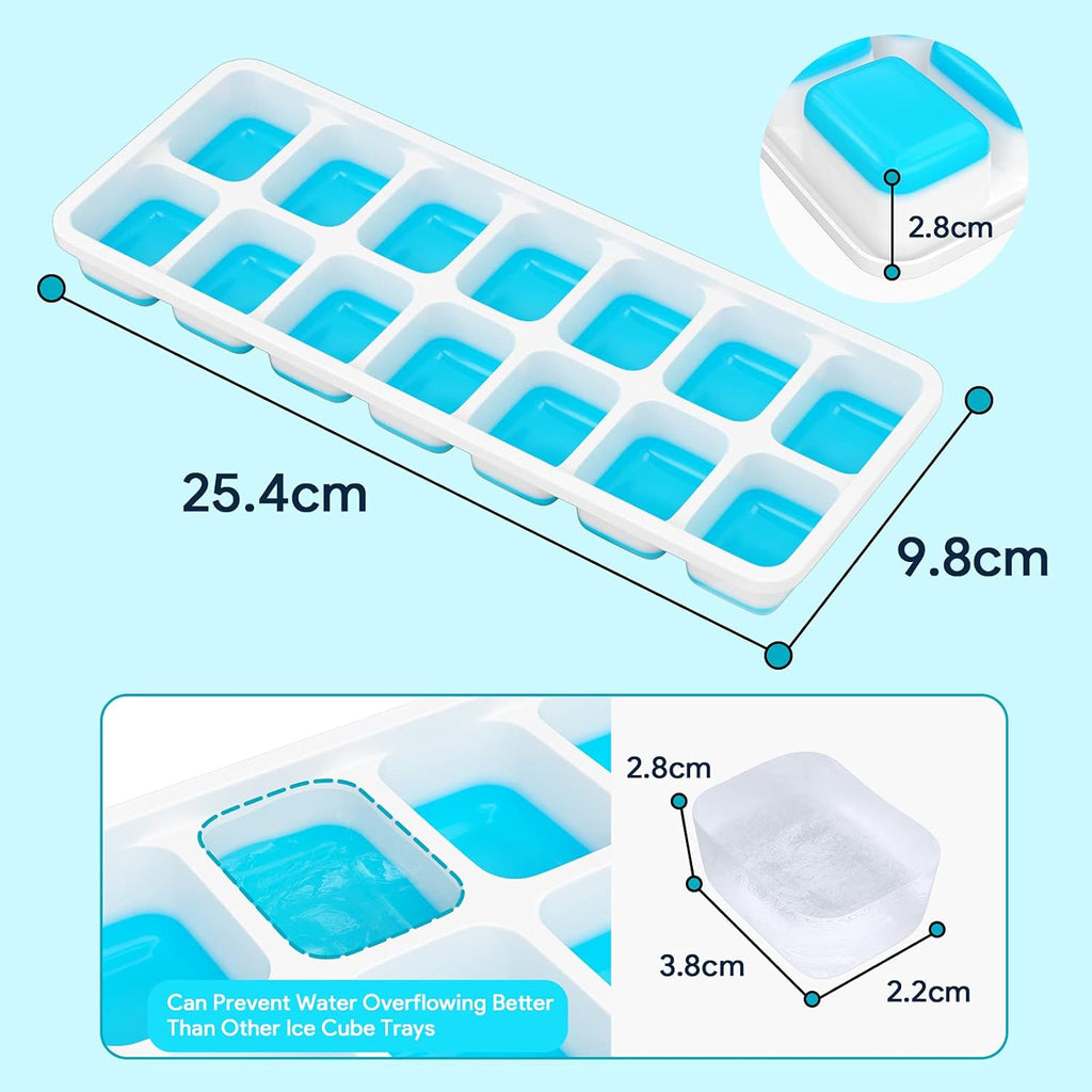 Airabc Silicone Ice Cube Trays - Easy-Release 14-Cube Design, BPA Free & Stackable | 4 Pack