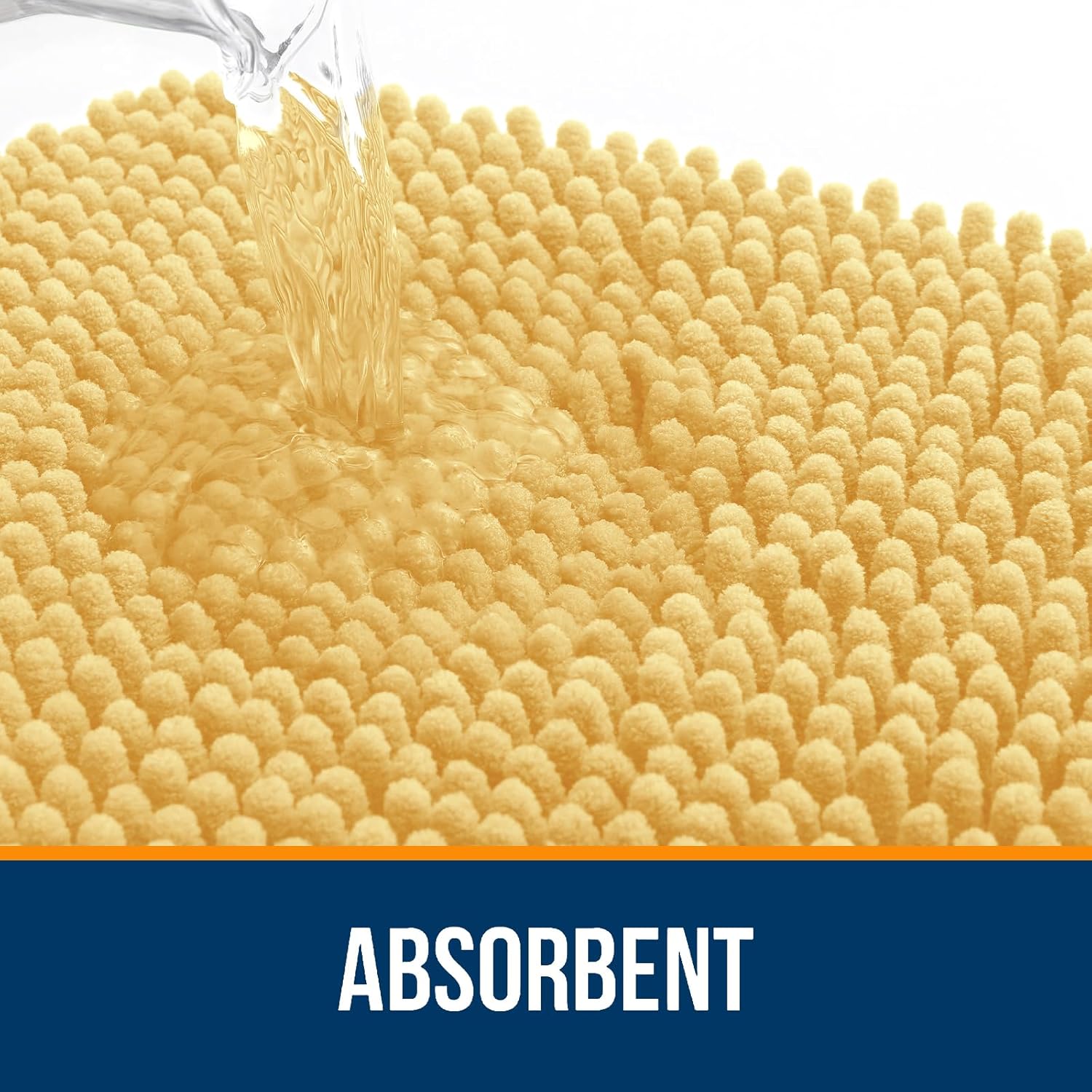 OLANLY U-Shaped Toilet Rug - Extra Soft Chenille, Quick-Dry & Non-Slip | 24x20 Inches, Yellow